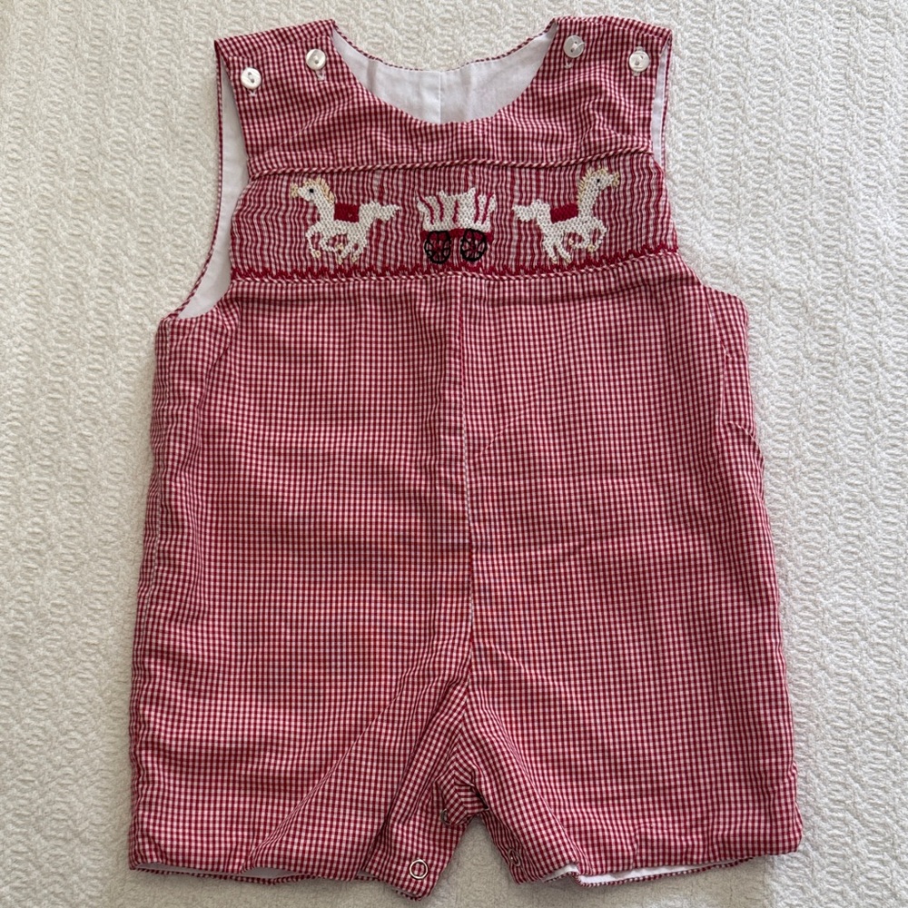 Ruth and Ralph Red Gingham Boutique Smocked
Jumper Embroidery Horse Western